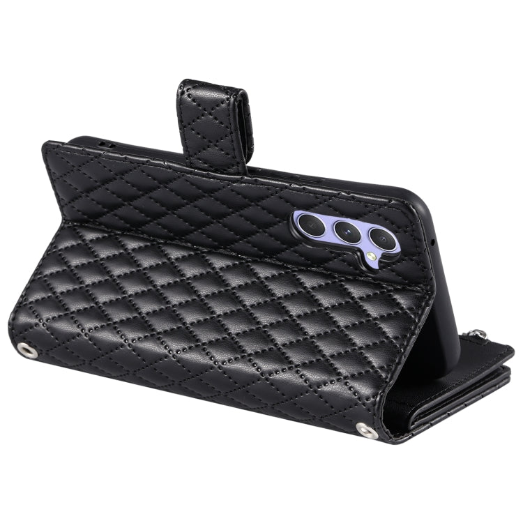 For Samsung Galaxy S25+ 5G Glitter Lattice Zipper Wallet Leather Phone Case(Black) - Galaxy S25+ 5G Cases by PMC TechLife | Online Shopping South Africa | PMC TechLife | Buy Now Pay Later Mobicred