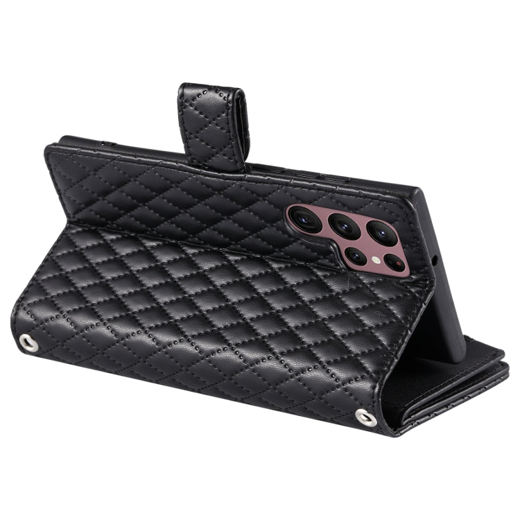 For Samsung Galaxy S25 Ultra 5G Glitter Lattice Zipper Wallet Leather Phone Case(Black) - Galaxy S25 Ultra 5G Cases by PMC TechLife | Online Shopping South Africa | PMC TechLife | Buy Now Pay Later Mobicred