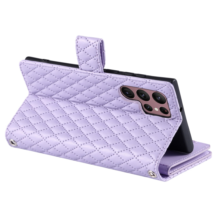 For Samsung Galaxy S25 Ultra 5G Glitter Lattice Zipper Wallet Leather Phone Case(Purple) - Galaxy S25 Ultra 5G Cases by PMC TechLife | Online Shopping South Africa | PMC TechLife | Buy Now Pay Later Mobicred