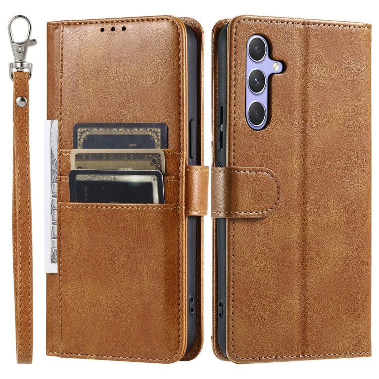 For Samsung Galaxy S25 5G Simple 6-Card Wallet Leather Phone Case(Brown) - Galaxy S25 5G Cases by PMC TechLife | Online Shopping South Africa | PMC TechLife | Buy Now Pay Later Mobicred