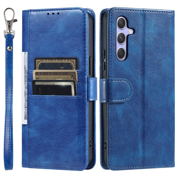 For Samsung Galaxy S25 5G Simple 6-Card Wallet Leather Phone Case(Blue) - Galaxy S25 5G Cases by PMC TechLife | Online Shopping South Africa | PMC TechLife | Buy Now Pay Later Mobicred
