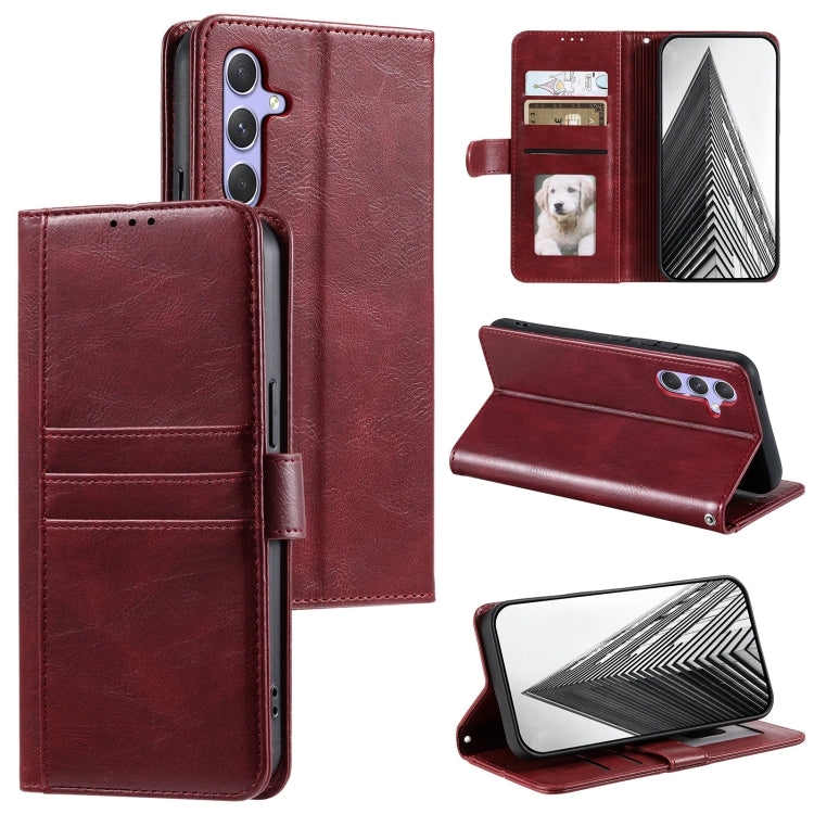 For Samsung Galaxy S25 5G Simple 6-Card Wallet Leather Phone Case(Wine Red) - Galaxy S25 5G Cases by PMC TechLife | Online Shopping South Africa | PMC TechLife | Buy Now Pay Later Mobicred
