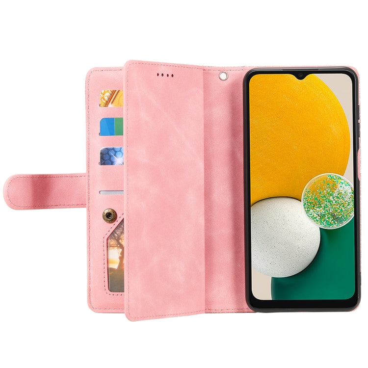 For Samsung Galaxy S25 5G Nine Card Zipper Bag Leather Phone Case with Lanyard(Pink) - Galaxy S25 5G Cases by PMC TechLife | Online Shopping South Africa | PMC TechLife | Buy Now Pay Later Mobicred
