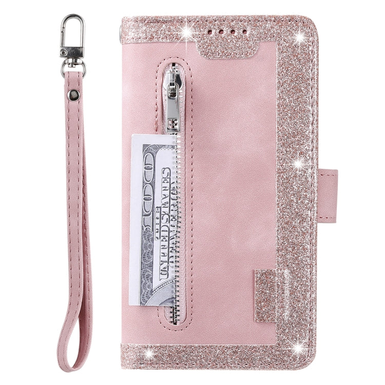 For Samsung Galaxy S25+ 5G Nine Card Zipper Bag Leather Phone Case with Lanyard(Pink) - Galaxy S25+ 5G Cases by PMC TechLife | Online Shopping South Africa | PMC TechLife | Buy Now Pay Later Mobicred