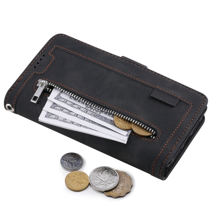 For Samsung Galaxy S25 Ultra 5G Nine Card Zipper Bag Leather Phone Case with Lanyard(Black) - Galaxy S25 Ultra 5G Cases by PMC TechLife | Online Shopping South Africa | PMC TechLife | Buy Now Pay Later Mobicred