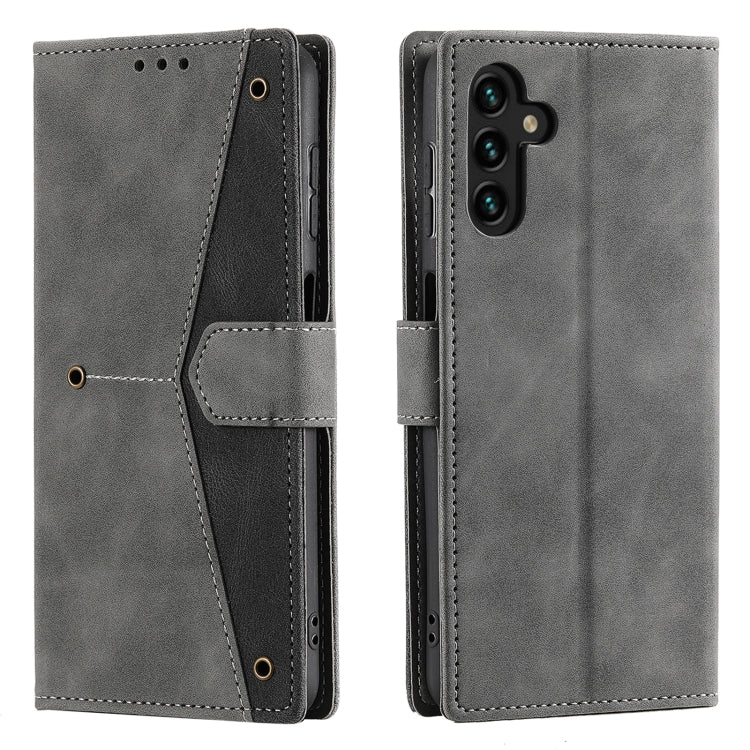 For Samsung Galaxy S25 5G Nail Skin Feel Stitching Calf Texture Leather Phone Case(Grey) - Galaxy S25 5G Cases by PMC TechLife | Online Shopping South Africa | PMC TechLife | Buy Now Pay Later Mobicred