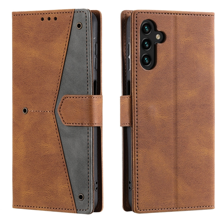 For Samsung Galaxy S25+ 5G Nail Skin Feel Stitching Calf Texture Leather Phone Case(Brown) - Galaxy S25+ 5G Cases by PMC TechLife | Online Shopping South Africa | PMC TechLife | Buy Now Pay Later Mobicred