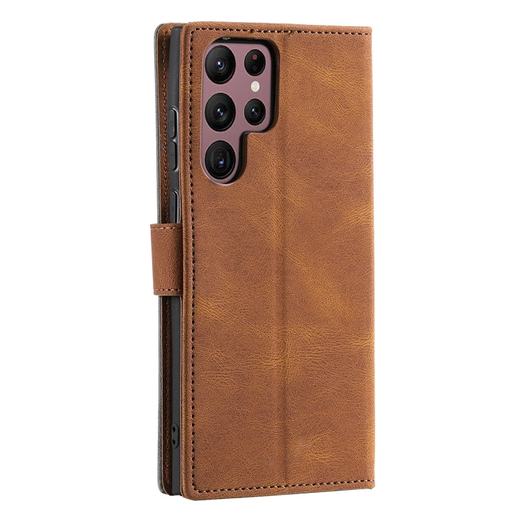 For Samsung Galaxy S25 Ultra 5G Nail Skin Feel Stitching Calf Texture Leather Phone Case(Brown) - Galaxy S25 Ultra 5G Cases by PMC TechLife | Online Shopping South Africa | PMC TechLife | Buy Now Pay Later Mobicred
