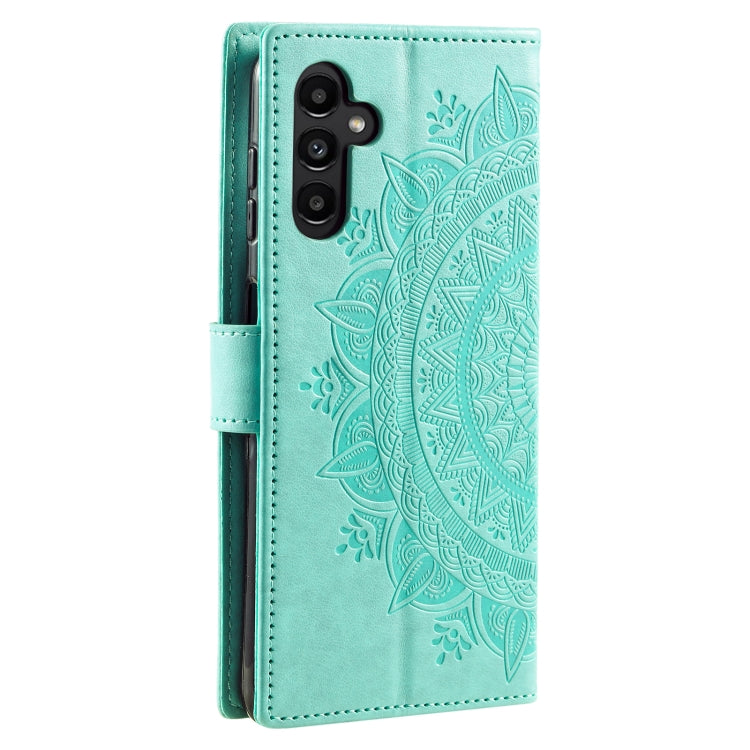 For Samsung Galaxy S25 5G Totem Flower Embossed Leather Phone Case with Lanyard(Green) - free shipping - PMC Jewellery - Order now!