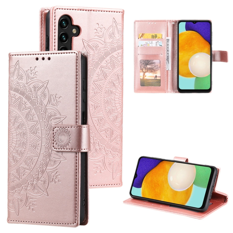 For Samsung Galaxy S25 5G Totem Flower Embossed Leather Phone Case(Rose Gold) - Galaxy S25 5G Cases by PMC TechLife | Online Shopping South Africa | PMC TechLife | Buy Now Pay Later Mobicred