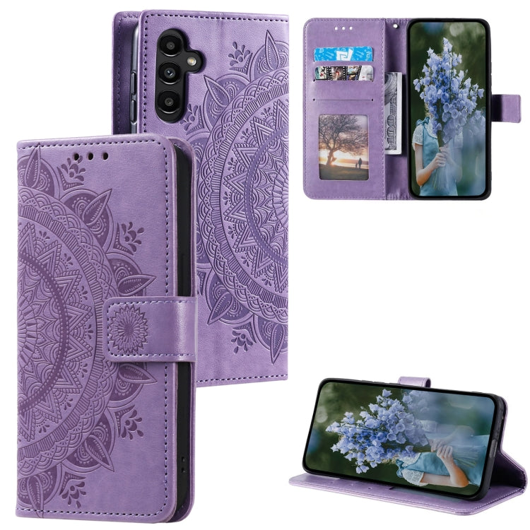 For Samsung Galaxy S25 5G Totem Flower Embossed Leather Phone Case with Lanyard(Purple) - free shipping - PMC TechLife - Order now!