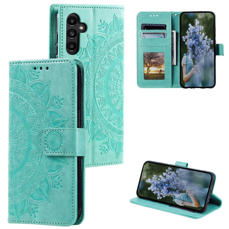 For Samsung Galaxy S25+ 5G Totem Flower Embossed Leather Phone Case(Green) - Galaxy S25+ 5G Cases by PMC TechLife | Online Shopping South Africa | PMC TechLife | Buy Now Pay Later Mobicred