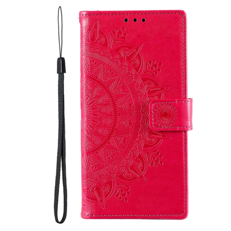 For Samsung Galaxy S25 Ultra 5G Totem Flower Embossed Leather Phone Case with Lanyard(Red) - free shipping - PMC TechLife - Order now!