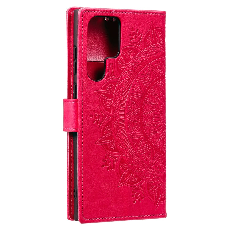 For Samsung Galaxy S25 Ultra 5G Totem Flower Embossed Leather Phone Case with Lanyard(Red) - free shipping - PMC TechLife - Order now!