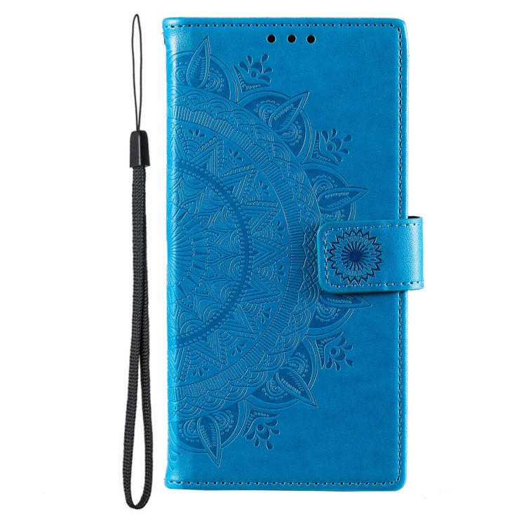 For Samsung Galaxy S25 Ultra 5G Totem Flower Embossed Leather Phone Case with Lanyard(Blue) - free shipping - PMC TechLife - Order now!
