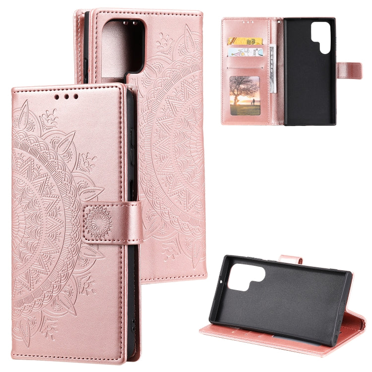 For Samsung Galaxy S25 Ultra 5G Totem Flower Embossed Leather Phone Case(Rose Gold) - Galaxy S25 Ultra 5G Cases by PMC TechLife | Online Shopping South Africa | PMC TechLife | Buy Now Pay Later Mobicred