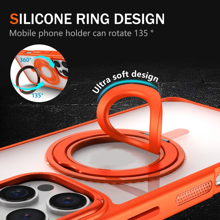 For iPhone 16 Skin Feel Transparent 360 Degree Rotating Silicone Ring Holder Phone Case(Royal Blue) - free shipping - PMC Jewellery - Order now!