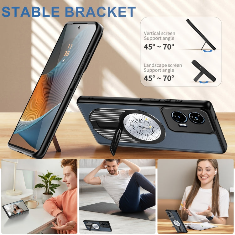 For Motorola Edge 50 Fusion Heat Dissipation Aromatherapy MagSafe Holder Phone Case(Black) - Motorola Cases by PMC TechLife | Online Shopping South Africa | PMC TechLife | Buy Now Pay Later Mobicred