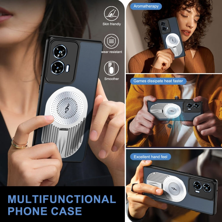 For Motorola Edge 50 Fusion Heat Dissipation Aromatherapy MagSafe Holder Phone Case(Silver) - Motorola Cases by PMC TechLife | Online Shopping South Africa | PMC TechLife | Buy Now Pay Later Mobicred
