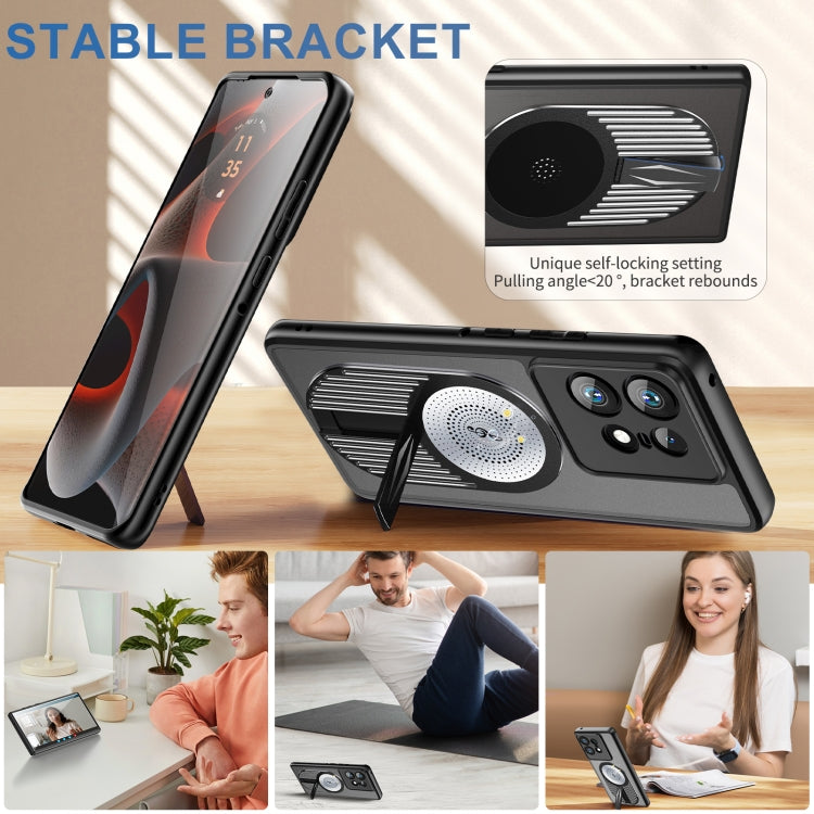 For Motorola Edge 50 Pro Heat Dissipation Aromatherapy MagSafe Holder Phone Case(Black) - Motorola Cases by PMC TechLife | Online Shopping South Africa | PMC TechLife | Buy Now Pay Later Mobicred