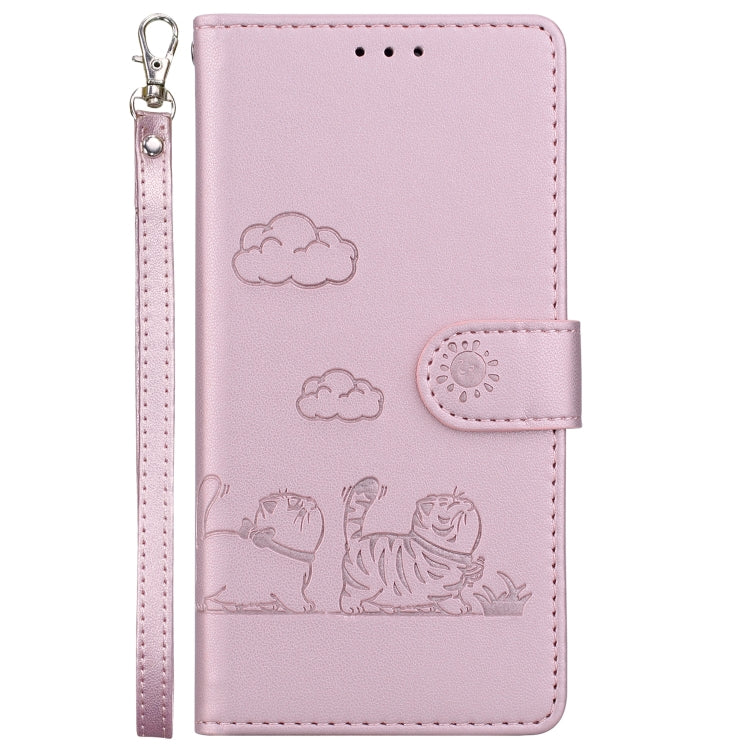 For Samsung Galaxy S25 Ultra 5G Cute Cats RFID Leather Phone Case(Rose Gold) - free shipping - PMC Jewellery - Order now!