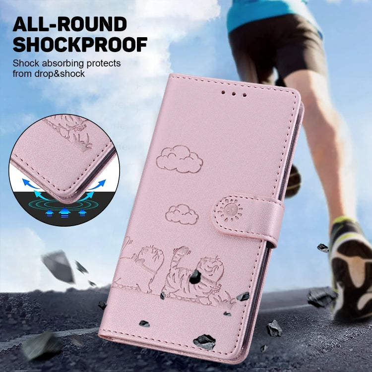 For Samsung Galaxy S25+ 5G Cute Cats RFID Leather Phone Case(Rose Gold) - Galaxy S25+ 5G Cases by PMC Jewellery | Online Shopping South Africa | PMC Jewellery | Buy Now Pay Later Mobicred
