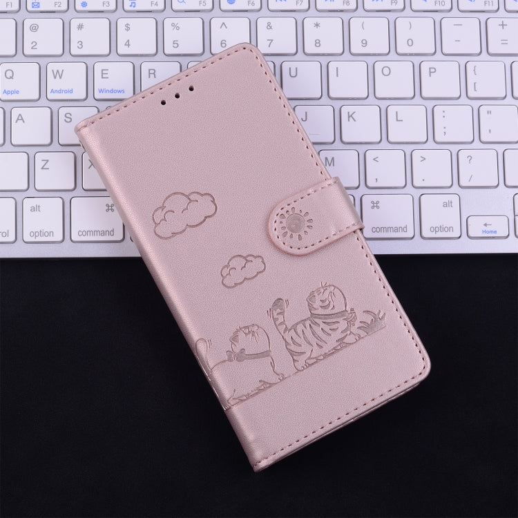 For Samsung Galaxy S25+ 5G Cute Cats RFID Leather Phone Case(Rose Gold) - Galaxy S25+ 5G Cases by PMC Jewellery | Online Shopping South Africa | PMC Jewellery | Buy Now Pay Later Mobicred