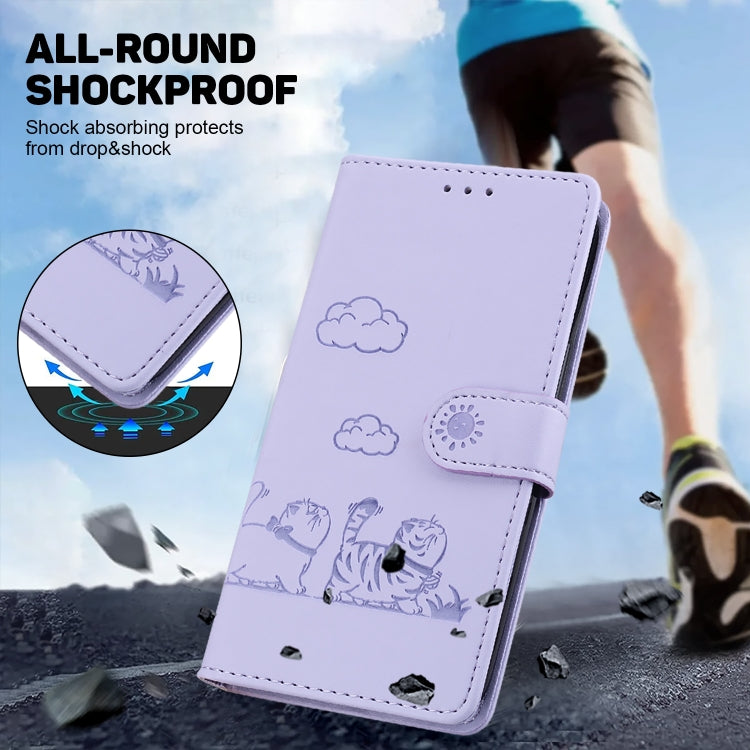 For Samsung Galaxy S25+ 5G Cute Cats RFID Leather Phone Case(Purple) - Galaxy S25+ 5G Cases by PMC Jewellery | Online Shopping South Africa | PMC Jewellery | Buy Now Pay Later Mobicred