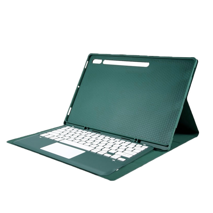 For Samsung Galaxy Tab S10 Ultra A910B-A Touch Pad Detachable Bluetooth Keyboard Leather Tablet Case(Dark Green) - Samsung Keyboard by PMC Jewellery | Online Shopping South Africa | PMC Jewellery | Buy Now Pay Later Mobicred