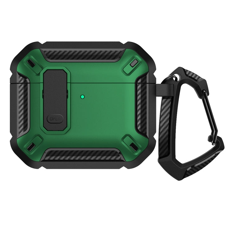 For AirPods 4 Shield Shockproof Earphone Protective Case with Hook(Black Green) - free shipping - PMC Jewellery - Order now!