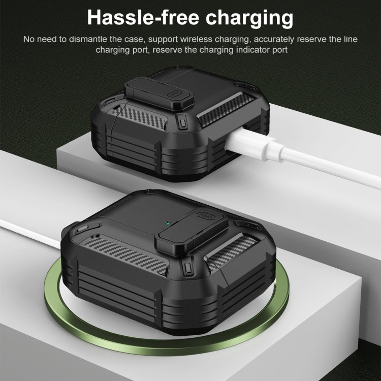 For AirPods 4 Shield Shockproof Earphone Protective Case with Hook(Black Green) - free shipping - PMC Jewellery - Order now!