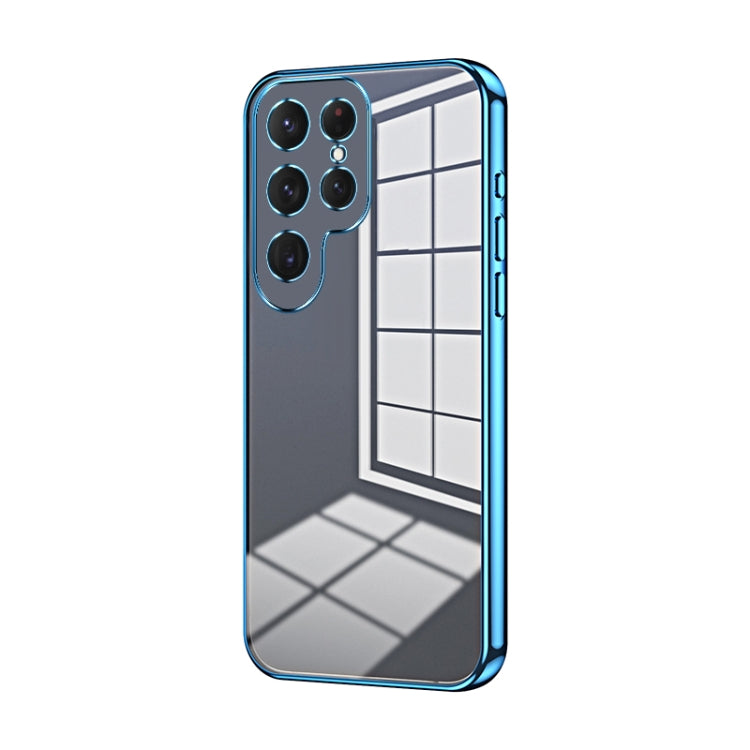 For Samsung Galaxy S25 Ultra 5G Transparent Plating Fine Hole Phone Case(Blue) - Galaxy S25 Ultra 5G Cases by PMC Jewellery | Online Shopping South Africa | PMC Jewellery | Buy Now Pay Later Mobicred