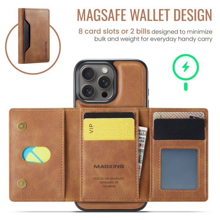 For iPhone 16 Pro Max DG.MING MAGKING-K2 Series MagSafe RFID Card Bag Detachable Phone Case(Brown) - free shipping - PMC Jewellery - Order now!