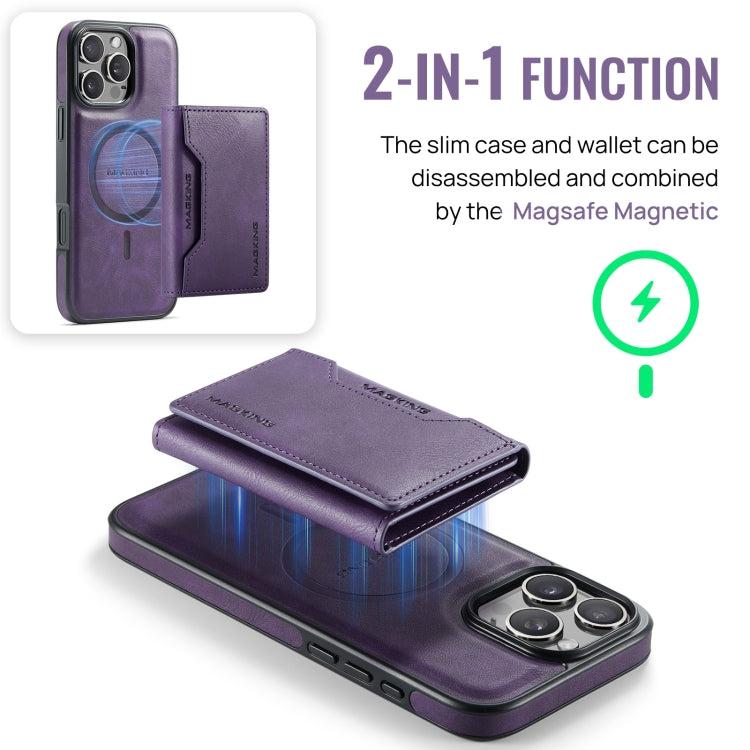 For iPhone 16 Pro Max DG.MING MAGKING-K2 Series MagSafe RFID Card Bag Detachable Phone Case(Purple) - free shipping - PMC Jewellery - Order now!