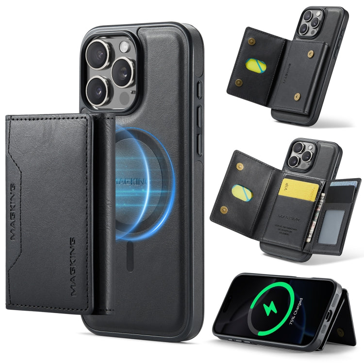 For iPhone 16 Pro DG.MING MAGKING-K2 Series MagSafe RFID Card Bag Detachable Phone Case(Black) - free shipping - PMC Jewellery - Order now!