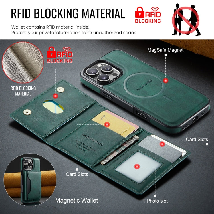 For iPhone 16 Pro DG.MING MAGKING-K2 Series MagSafe RFID Card Bag Detachable Phone Case(Green) - free shipping - PMC Jewellery - Order now!