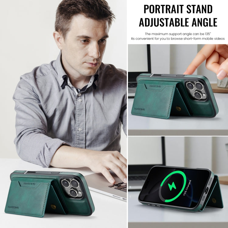 For iPhone 16 Pro DG.MING MAGKING-K2 Series MagSafe RFID Card Bag Detachable Phone Case(Green) - free shipping - PMC Jewellery - Order now!