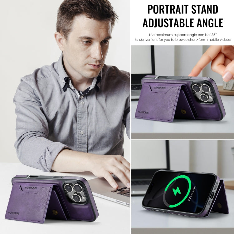 For iPhone 16 Pro DG.MING MAGKING-K2 Series MagSafe RFID Card Bag Detachable Phone Case(Purple) - free shipping - PMC Jewellery - Order now!