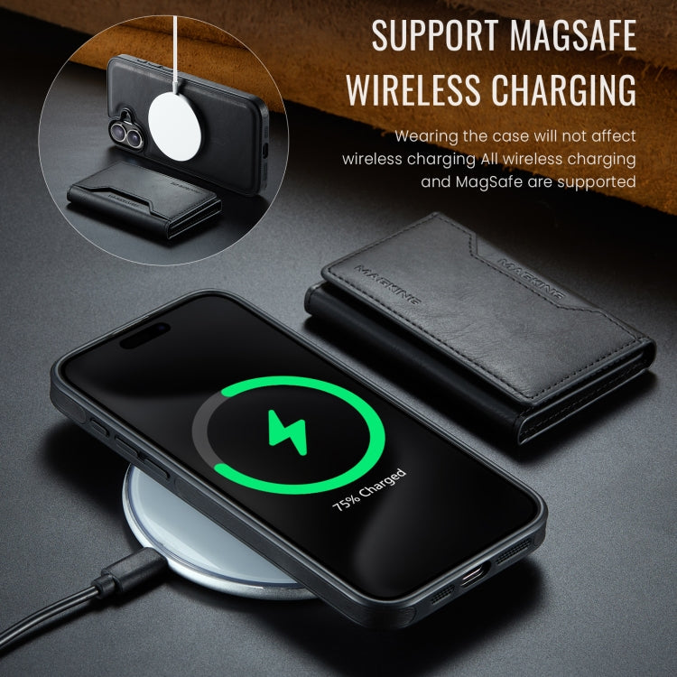 For iPhone 16 Plus DG.MING MAGKING-K2 Series MagSafe RFID Card Bag Detachable Phone Case(Black) - free shipping - PMC Jewellery - Order now!
