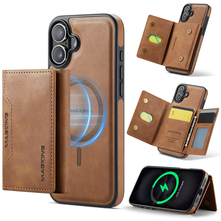 For iPhone 16 Plus DG.MING MAGKING-K2 Series MagSafe RFID Card Bag Detachable Phone Case(Brown) - free shipping - PMC Jewellery - Order now!