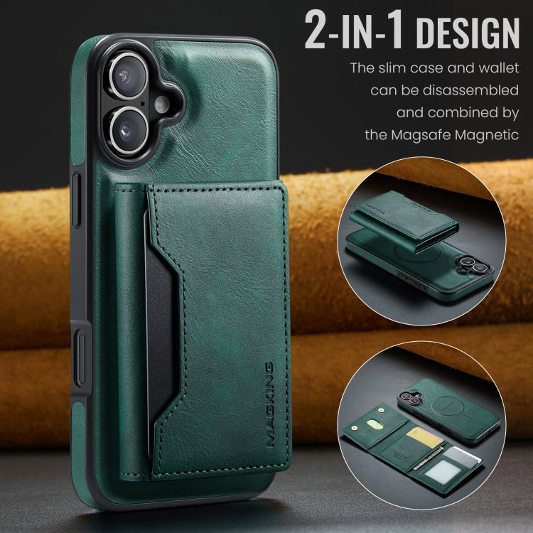 For iPhone 16 Plus DG.MING MAGKING-K2 Series MagSafe RFID Card Bag Detachable Phone Case(Green) - free shipping - PMC Jewellery - Order now!