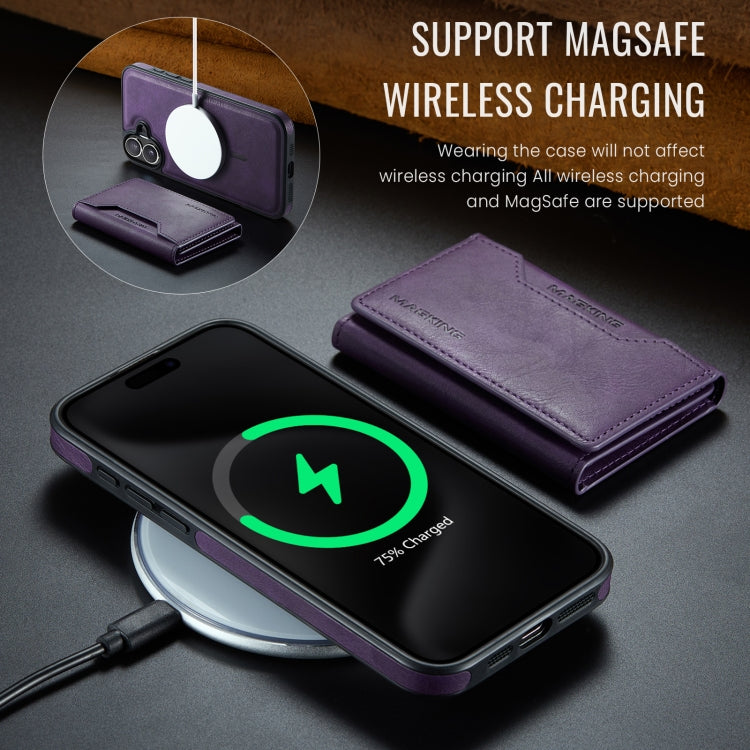 For iPhone 16 Plus MAGKING K2 Series MagSafe RFID Card Bag Detachable Phone Case(Purple) - free shipping - PMC Jewellery - Order now!