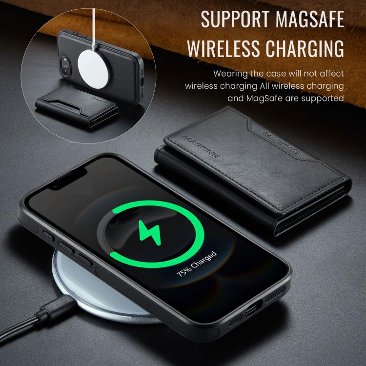 For iPhone 16e DG.MING MAGKING-K2 Series MagSafe RFID Card Bag Detachable Phone Case(Black) - free shipping - PMc TechLife - Order now!