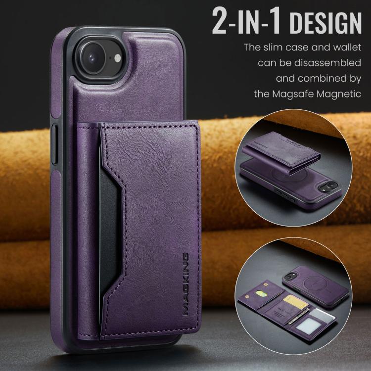 For iPhone 16e DG.MING MAGKING-K2 Series MagSafe RFID Card Bag Detachable Phone Case(Purple) - free shipping - PMc TechLife - Order now!