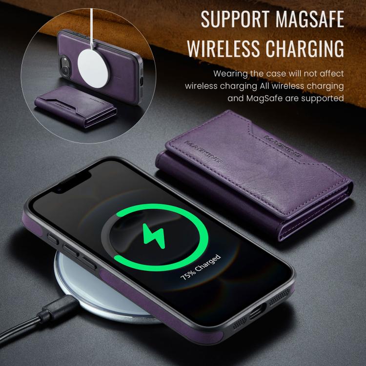 For iPhone 16e DG.MING MAGKING-K2 Series MagSafe RFID Card Bag Detachable Phone Case(Purple) - free shipping - PMc TechLife - Order now!