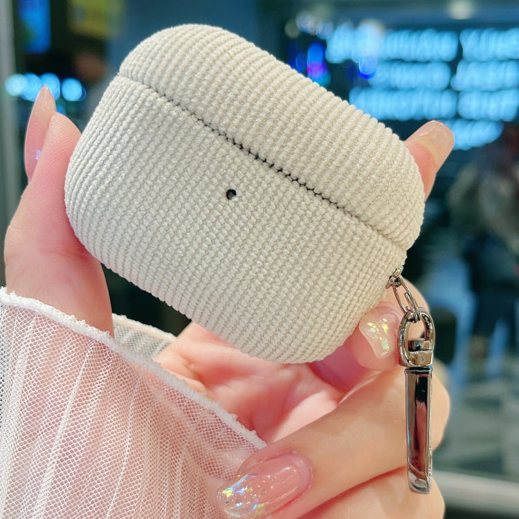 For AirPods Pro Corduroy Cloth Pattern Earphone Protective Case(Beige) - For AirPods Pro by PMC Jewellery | Online Shopping South Africa | PMC Jewellery | Buy Now Pay Later Mobicred