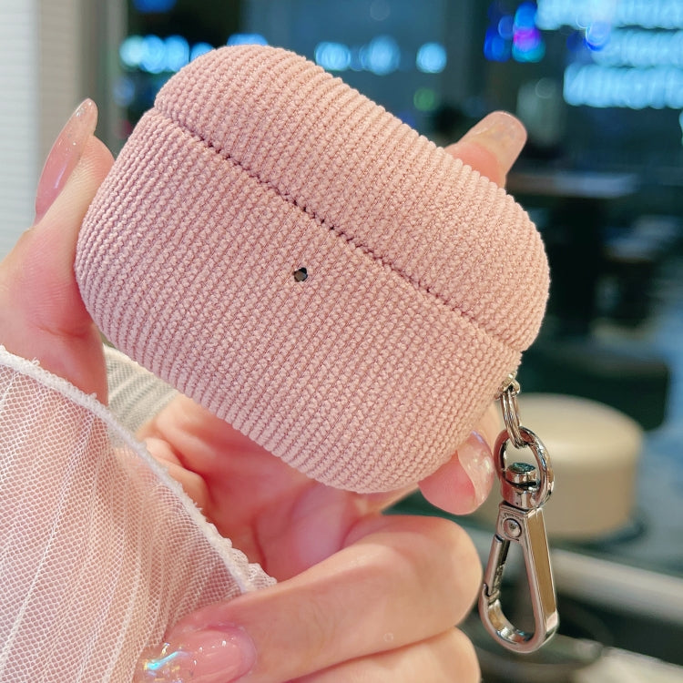 For AirPods Pro Corduroy Cloth Pattern Earphone Protective Case(Pink) - For AirPods Pro by PMC Jewellery | Online Shopping South Africa | PMC Jewellery | Buy Now Pay Later Mobicred