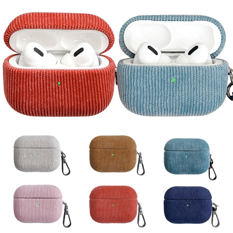 For AirPods Pro Corduroy Cloth Pattern Earphone Protective Case(Khaki) - For AirPods Pro by PMC Jewellery | Online Shopping South Africa | PMC Jewellery | Buy Now Pay Later Mobicred