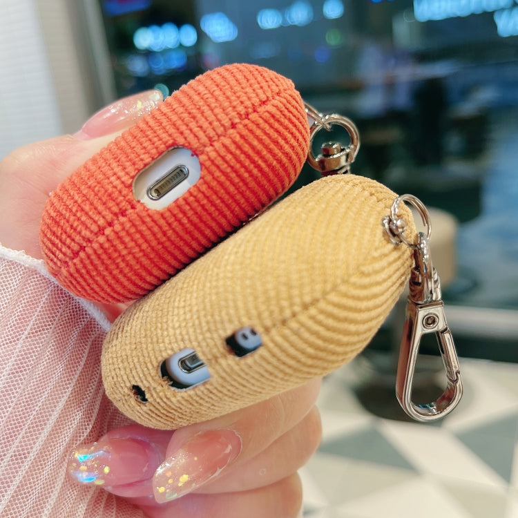 For AirPods Pro 2 Corduroy Cloth Pattern Earphone Protective Case(Beige) - For AirPods Pro 2 by PMC Jewellery | Online Shopping South Africa | PMC Jewellery | Buy Now Pay Later Mobicred