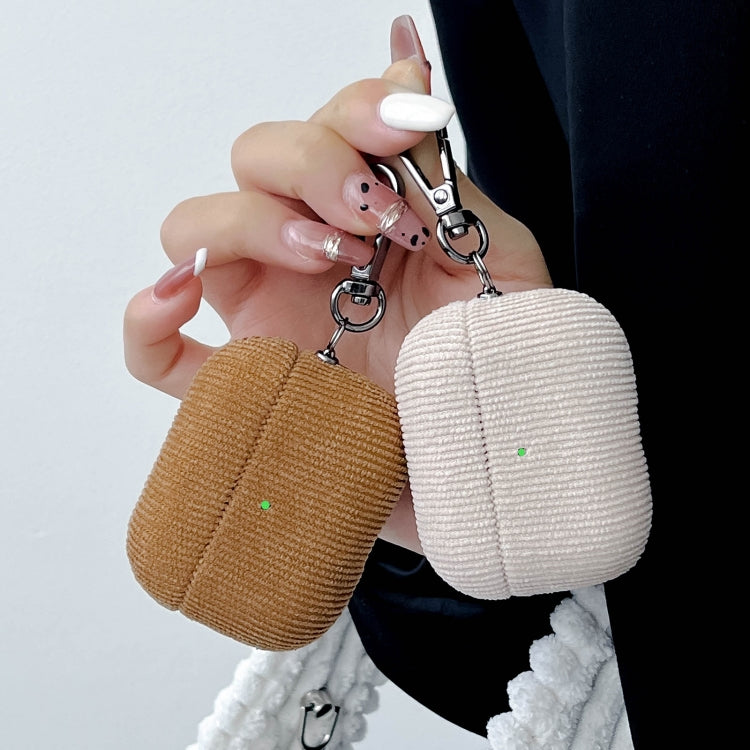 For AirPods Pro Corduroy Cloth Pattern Earphone Protective Case(Khaki) - For AirPods Pro by PMC Jewellery | Online Shopping South Africa | PMC Jewellery | Buy Now Pay Later Mobicred